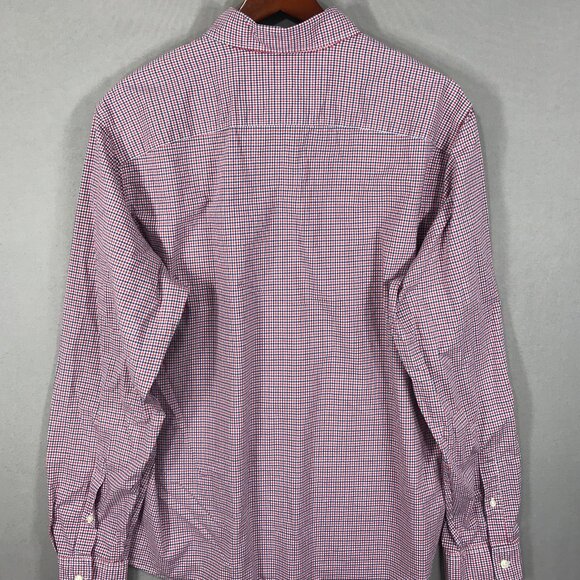 Gap Untucked Shirt Men's XL Red White Blue Check Button Down Long Sleeve Stretch - Picture 2 of 12